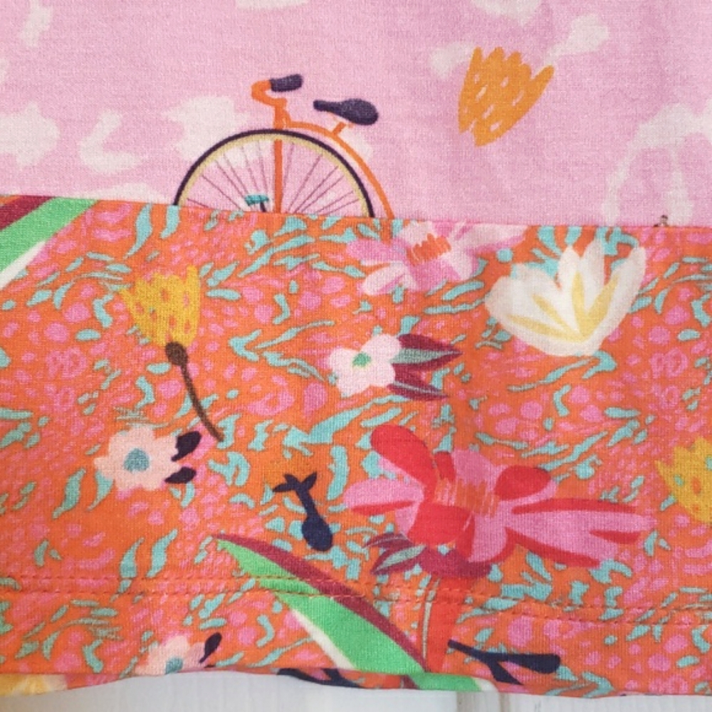 BENARES Pink Orange Bicycle Print Mini Skirt • Size Small - Picture 6 of 10
